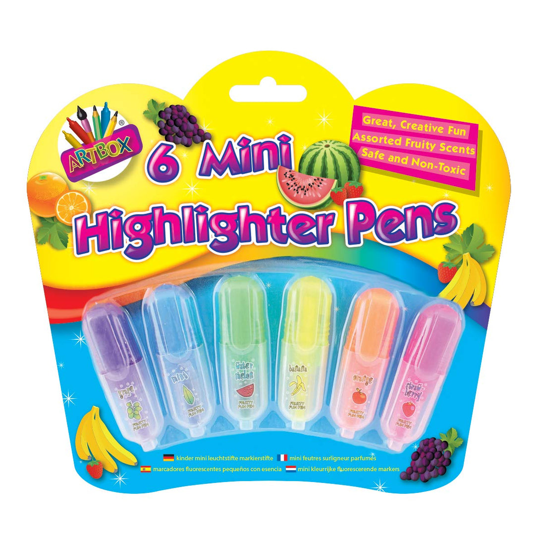 Scented Mini Highlighters, 6-Pack, Assorted Colors