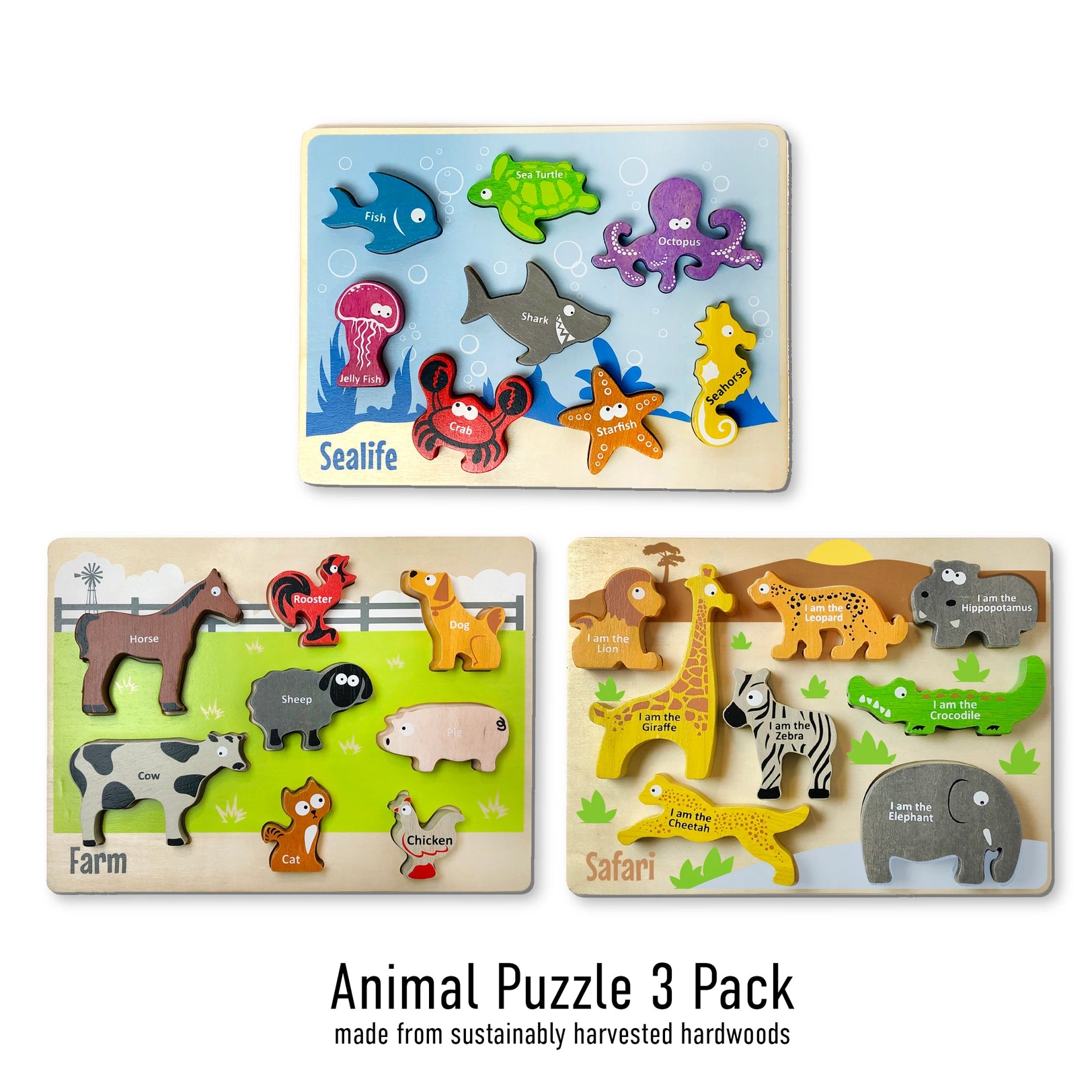 Begin Again Animal Puzzles 3 Pack