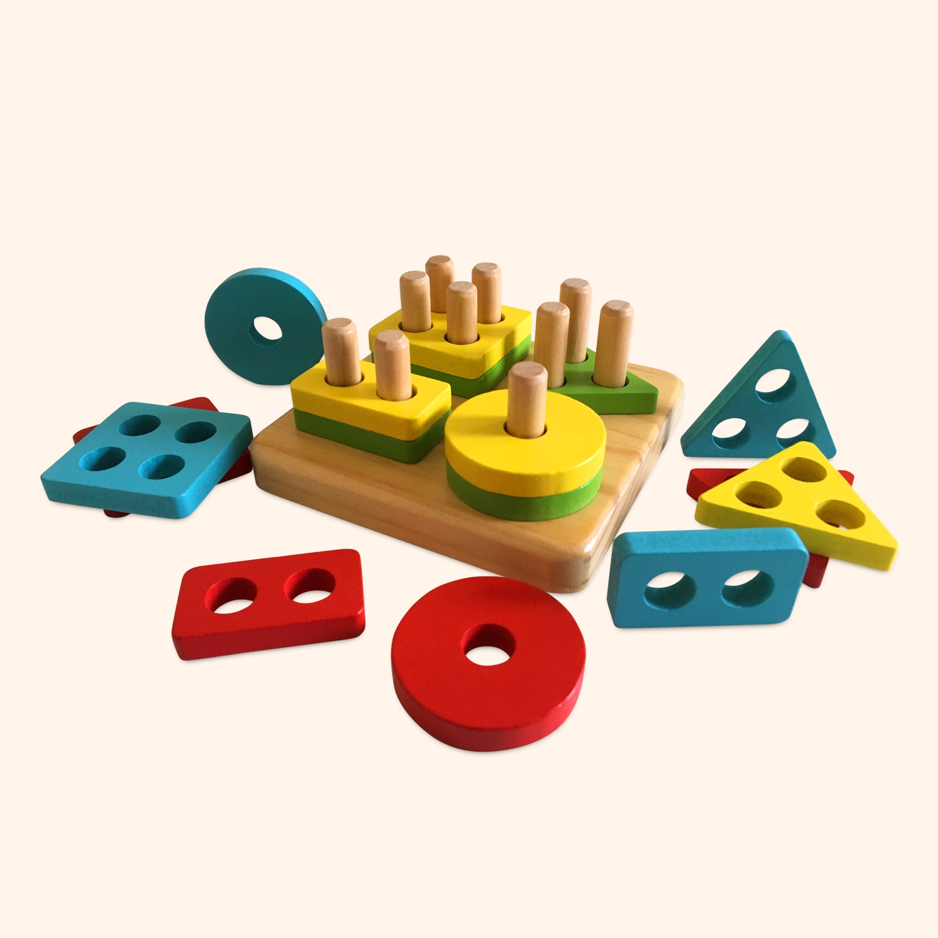 Bee Smart Wooden Stack & Learn Geometric Shape Puzzle by Bee Smart - Learning Bugs UK