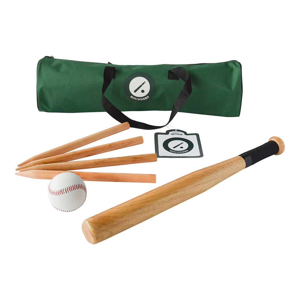 Garden Rounders Set - Wooden Bat, Ball & Stakes by Traditional Garden Games - Learning Bugs UK
