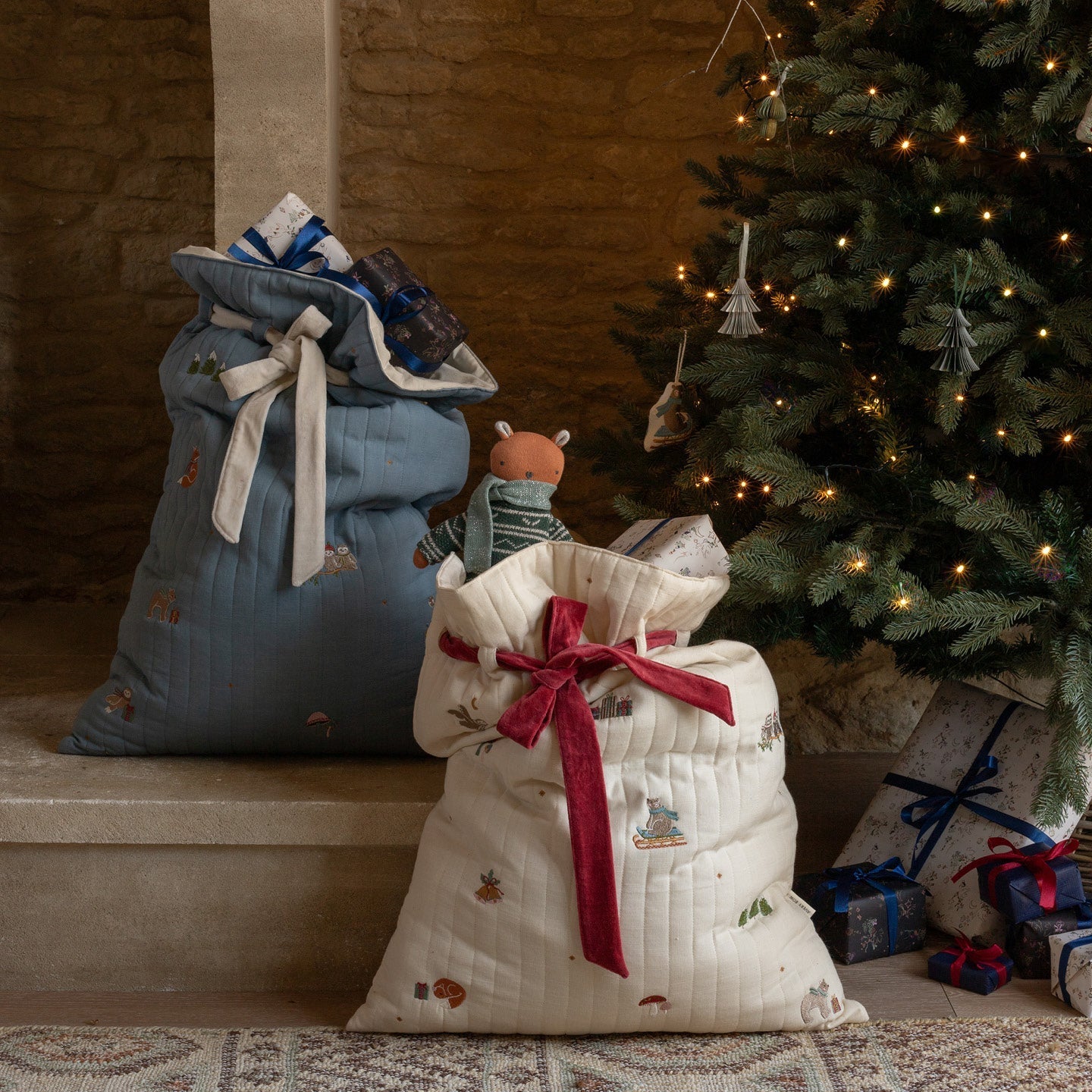 Christmas Present Sack - Bear Cub Friends