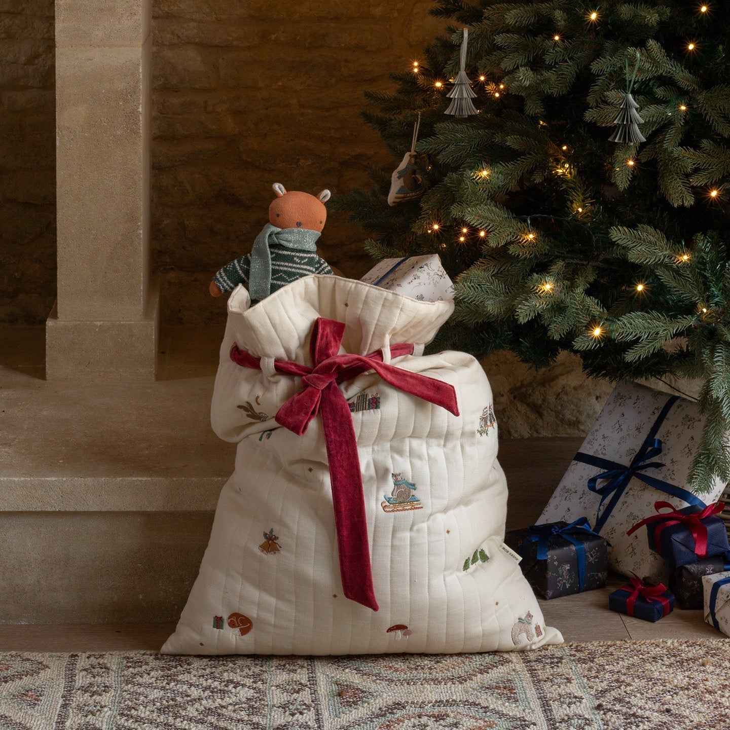 Christmas Present Sack - Bear Cub Friends
