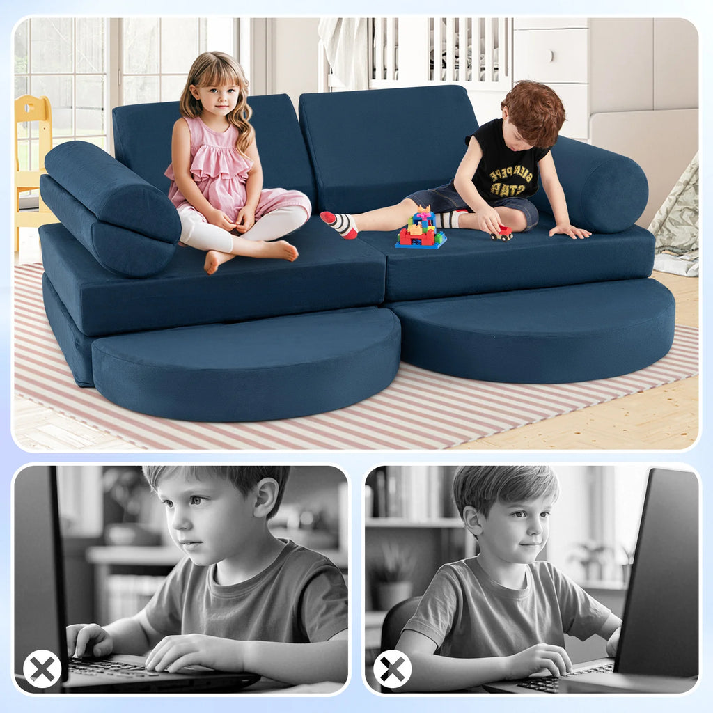 13-Piece Convertible Modular Kids Play Couch by Costway - Learning Bugs UK