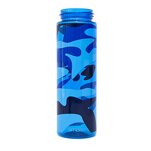 700ml Blue Camo Water Bottle with Straw