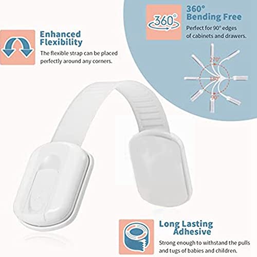 WETPET Safety Strap Locks for Fridge,Cabinets and More,Toilet Adjustable Strap,No Drilling Required,Easy Installation 6 Pack