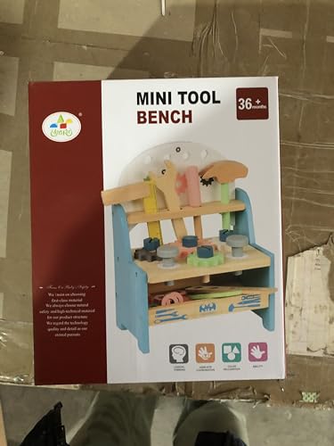FAYDUDU Kids Tool Box Wooden Kids Tool Set Boys Girls Toys Age 2 3 4, Montessori Wooden Tool Toys Birthday for 2+ Year Old Boy Girl, Role Play Educational Construction Toddler Toys (Small)