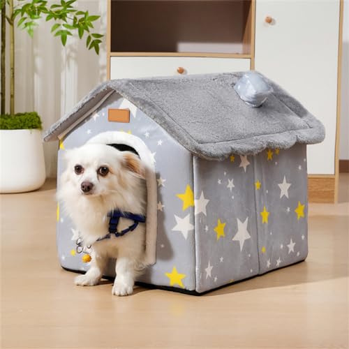 Dog House Indoor Memory Sponge, Foldable Dog House Kennel Bed Mat with Cushion for Small Medium Large Dogs Cats