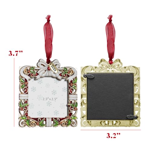 Golden 2024 Christmas Ornament with 2.5" Photo Frame