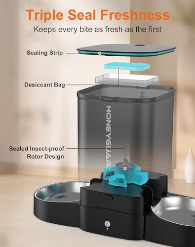 HoneyGuaridan Automatic Cat Feeder, 2.4G WiFi Smart Pet Feeder with APP Control for Remote Feeding