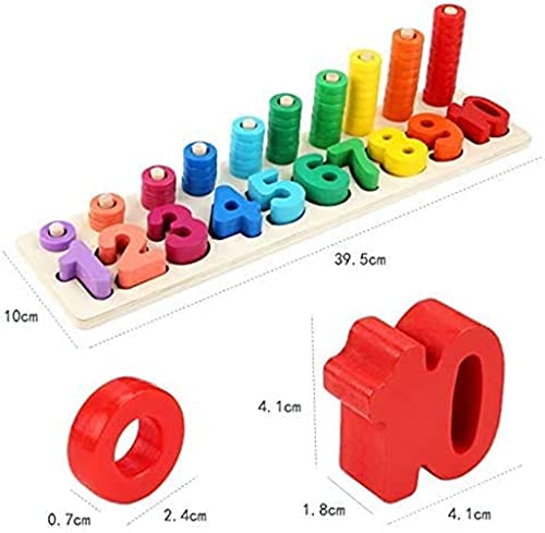 Early Educational Counting Toys - Felly Montessori Wood Blocks Puzzle Math Sorting Stacking Number Board Fishing Pole Game Play Set Learning for 3 4 5 6 years Olds Toddler Kids