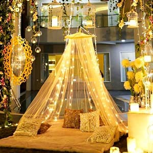 300 LED Curtain Fairy Lights, 3m x 3m, 8 Modes, Warm White