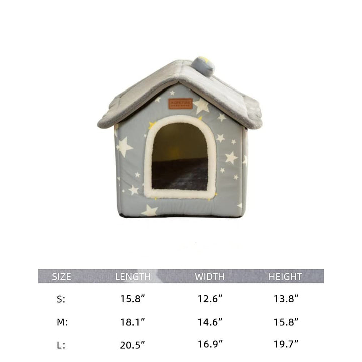 Foldable Dog House Kennel Bed Mat for Indoor Pets,Enclosed Warm Plush Sleeping Nest Bed with Removable Cushion