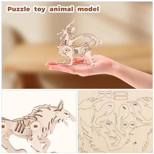 Woodcraft Construction Kits, 5 Pieces 3D Wooden Animal Puzzle DIY Animal Model