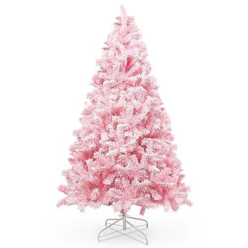Pink Flocked 7ft Christmas Tree, 1200 Tips