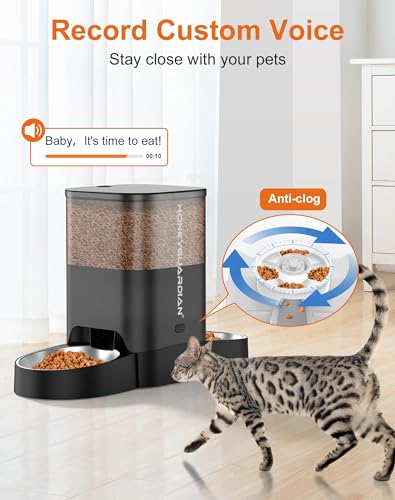 HoneyGuaridan Automatic Cat Feeder, 2.4G WiFi Smart Pet Feeder with APP Control for Remote Feeding