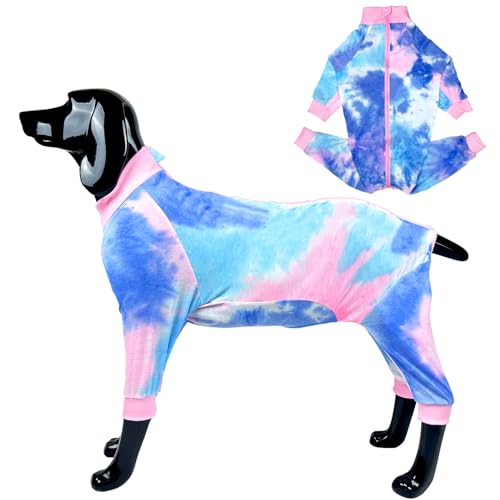 D.E.E Dog Pajamas Large Dog Clothes pjs XL Dogs Shirt Full Coverage Tie Dye Dog Onesie Dog Jumpsuits 4 Legs Girl Boy