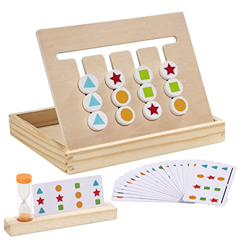 Montessori Sorting Toy, Toddler Logic Puzzle Game, Wood Educational Learning Color Matching Toys with Sand Timer for 2 3 4 5 Year Old Boys Girls Birthday