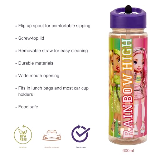 Rainbow High 600ML Reusable Straw Bottle