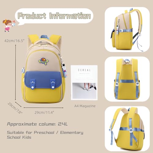 Brown Boys School Backpack with Astronaut Pendant