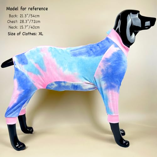 D.E.E Dog Pajamas Large Dog Clothes pjs XL Dogs Shirt Full Coverage Tie Dye Dog Onesie Dog Jumpsuits 4 Legs Girl Boy