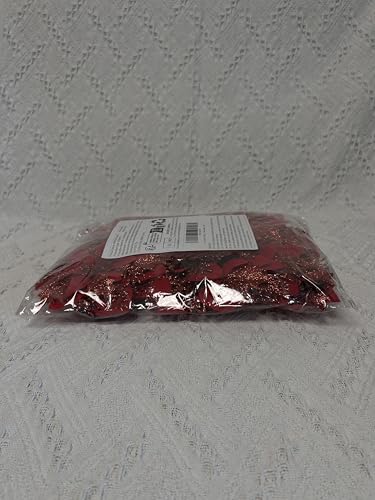 15 Red Glitter Poinsettia Christmas Ornaments with Clips