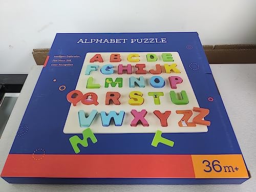Wooden Alphabet Puzzle ABC Letters Peg Board Knob Montessori Jigsaw Blocks Early Learning Educational Toy Gift for 1 2 3 Year Old Toddler Baby Kids