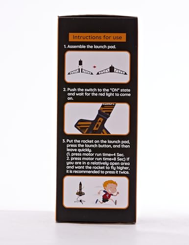 SainSmart Jr. Rocket Launcher for Kids, 200 Feet of Flight Altitude, Motorized Air Rocket with Parachute, Self-Launching Outdoor Toy with Safely Land, Black