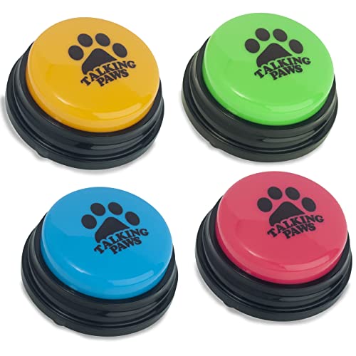 Talking Paws - Recordable Training Buttons for Dogs, Puppy & Pets. Free Stickers. Train Your Dog Easily To Press Buzzers And Voice What They Want To Do. The Perfect Present For Your Pet.