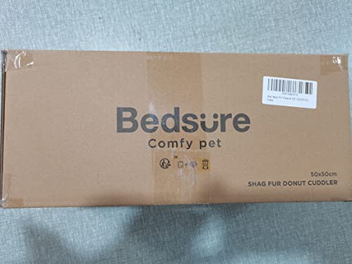 Bedsure Cat Bed Donut Bed - Cat Beds for Indoor Cats, Washable Fluffy Kitten Bed for Anti-Anxiety and Calming, Light Grey, 50x50x16cm