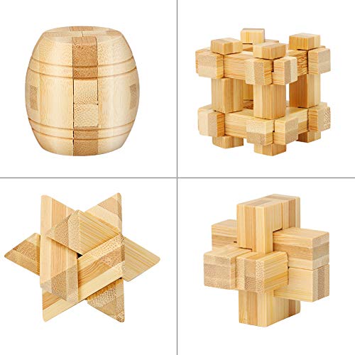 Yideng Brain Teasers Metal Puzzle & Wooden Puzzle Set IQ Test Mind Game Toys 3D Metal Wire Puzzles Magic Trick Educational Intelligence Puzzles Toy Jigsaw Puzzle for Kids Students Adults (20pcs)
