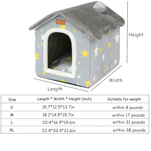 Dog House Indoor Memory Sponge, Foldable Dog House Kennel Bed Mat with Cushion for Small Medium Large Dogs Cats