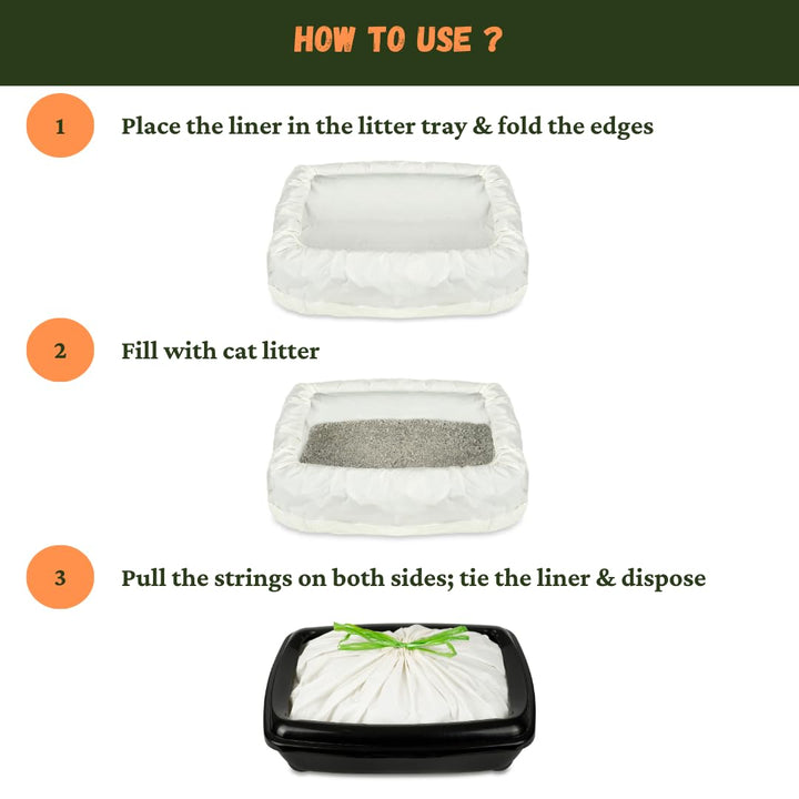 Enviropaws 30 XL Cat Litter Tray Liners | Biodegradable & Compostable | With Drawstrings | Extra Large | Scratch Resistant & Leak Proof | Cat Litter Bags for Large Litter Boxes | 90x43cm | 2 Mil Thick
