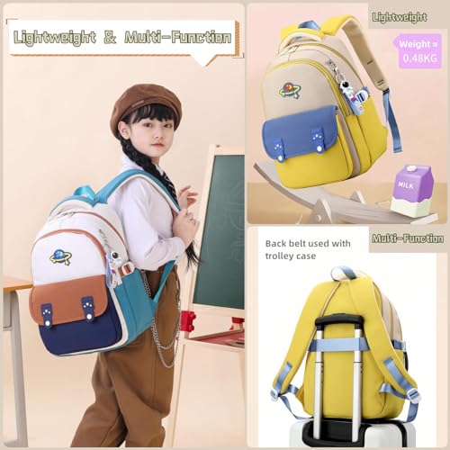 Brown Boys School Backpack with Astronaut Pendant