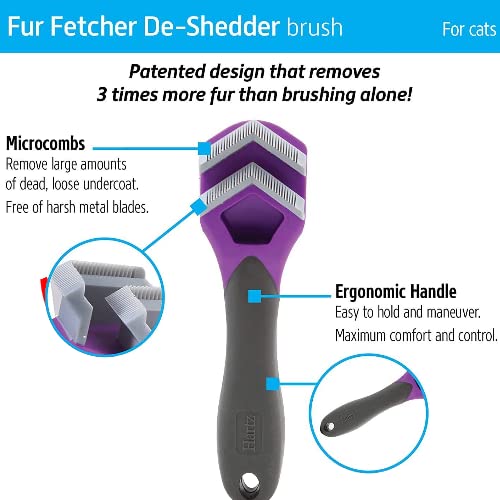 Posh Pooch Deshedding Cat Brush Tool, Bladeless Deshedding Malting Cat Deshedder Kitten Brush Tool To Remove Loose Hair & Help Cat Shedding & Malting, Safe Alternative to Sharp Blades