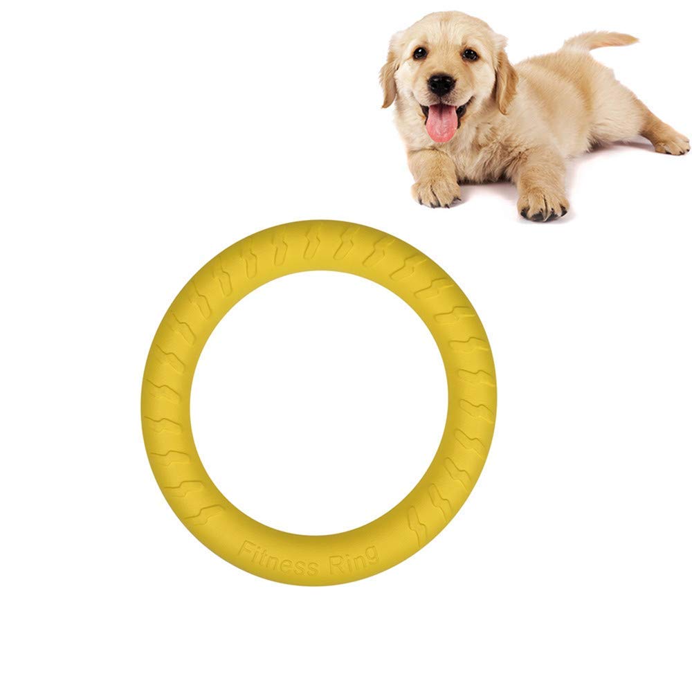 SaPeal Pack of 2 Dog Toys Ring Water Floating, Outdoor Fitness Flying Discs, Tug of War Interactive Training Ring for Dogs (2 Size,Yellow