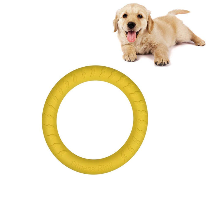 SaPeal Pack of 2 Dog Toys Ring Water Floating, Outdoor Fitness Flying Discs, Tug of War Interactive Training Ring for Dogs (2 Size,Yellow