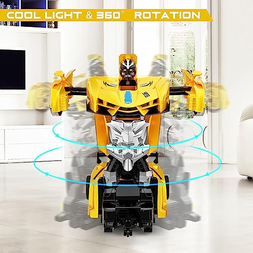 SIMPIM Remote Control Car Kids, Toys for 3-10 Year Old Boys,360° Rotating,RC Stunt Car, 4WD 2.4 Ghz Remote Control Car, Transform Robot Birthday Gift Age 3 4 5 6 7 8-12 Year Old Boys Girls