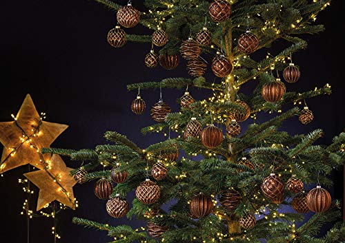 12 Handmade Brown Gold Glass Christmas Balls