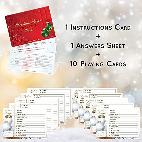 Christmas Songs First Letters Quiz Cards
