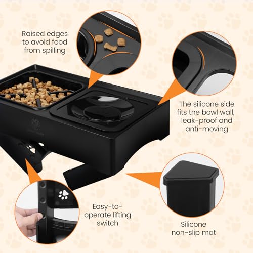 HAPPY HACHI Raised Dog Bowl,2-in-1 Elevated Dog Bowls Slow Feeder,4 Height Adjustable With Slow Feeder Dog Bowl