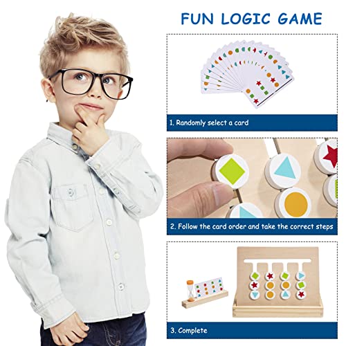 Montessori Sorting Toy, Toddler Logic Puzzle Game, Wood Educational Learning Color Matching Toys with Sand Timer for 2 3 4 5 Year Old Boys Girls Birthday