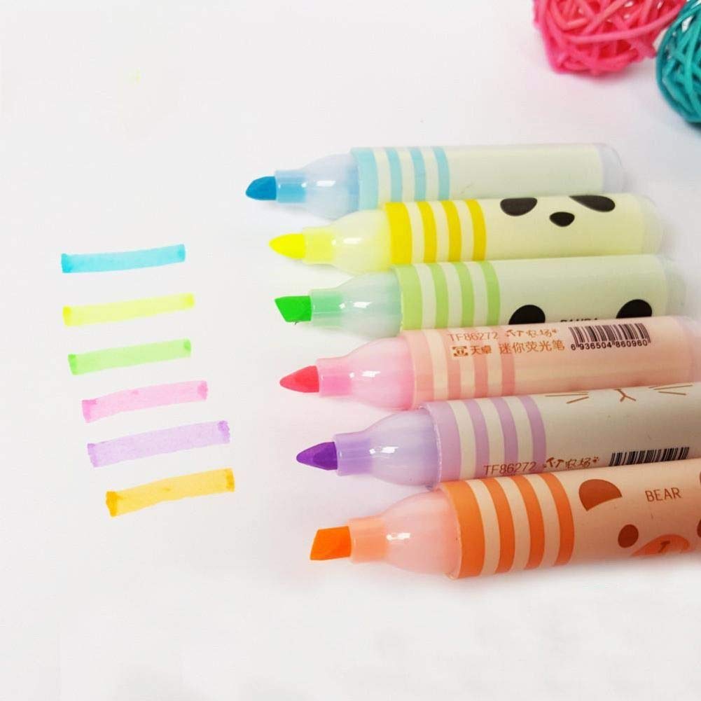 6 Cute Cartoon Animal Highlighters