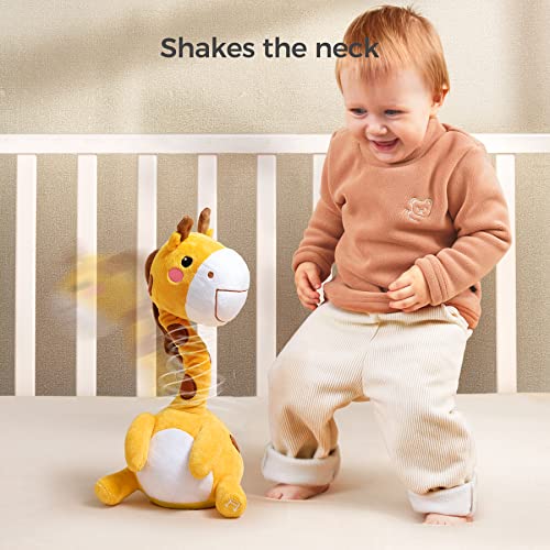 TUMAMA KIDS Baby Soft Toy 12 month Talking Dancing Giraffe Toys Plush Giraffe Toy with Record & Repeating Baby Musical Toy