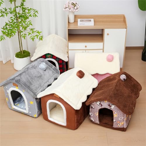 Dog House Indoor Memory Sponge, Foldable Dog House Kennel Bed Mat with Cushion for Small Medium Large Dogs Cats