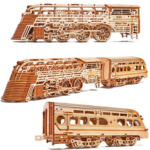 Wood Trick Atlantic Express Train 3D Wooden Puzzles for Adults and Kids to Build