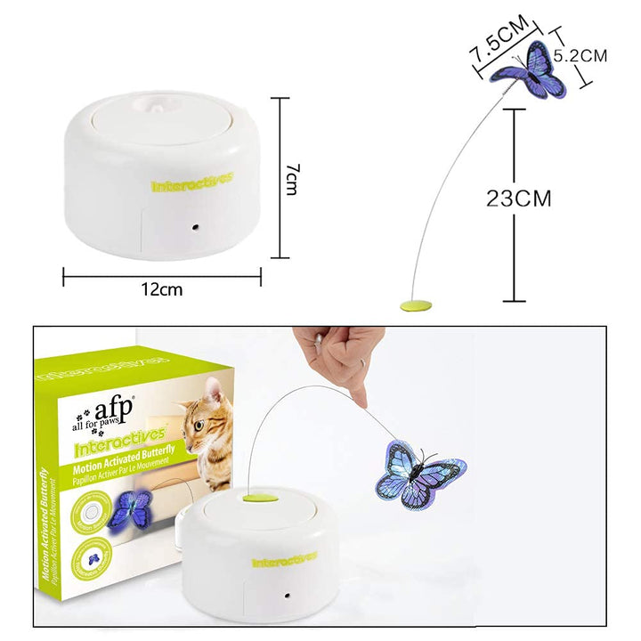 ALL FOR PAWS Interactive Motion Activated Cat Butterfly Toy, Flutter Bug Cat Toy, Indoor Interactive Play Teaser Cat Toy