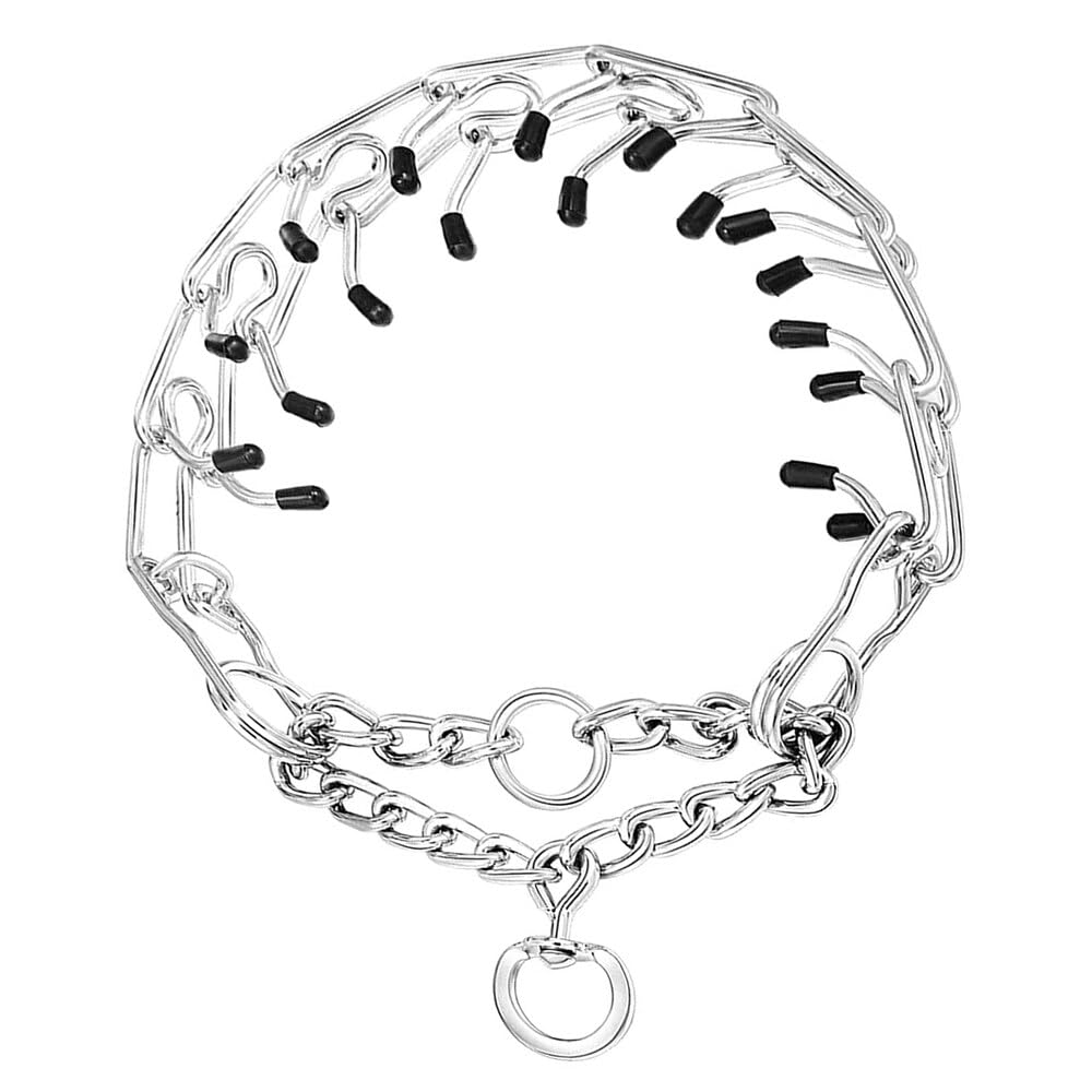 NAVESO Metal Choke Chain for Dog, Prong Collar for Dogs, Dog Training Collar, Anti Bark Collars for Dogs, Adjustable Dogs Collars with Comfort Rubber Tips, 4mmx60cm for Large Medium Small Dogs
