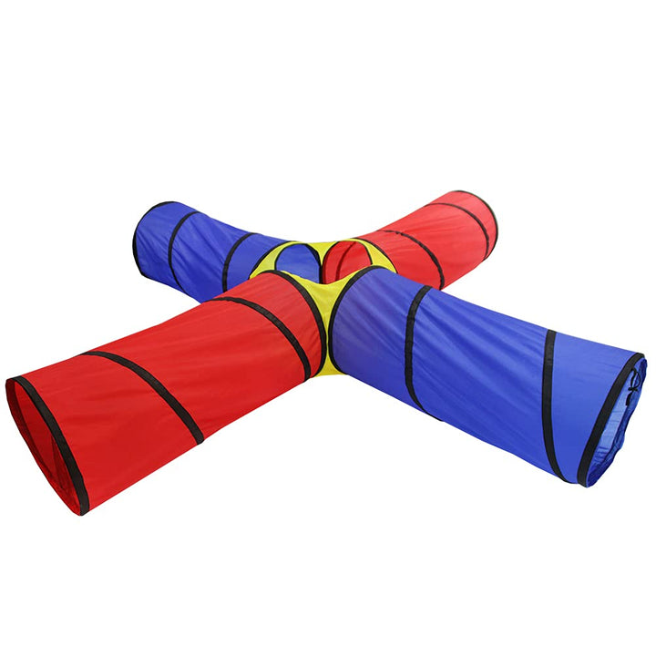 Meero London Kids Play Tunnels,4 Ways Indoor Outdoor Crawl Through Tunnel For Kids Dog Toddler Babies Children-Red & Blue