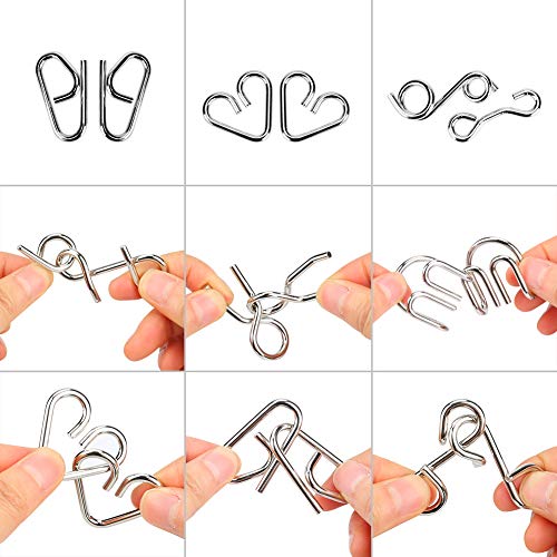 Yideng Brain Teasers Metal Puzzle & Wooden Puzzle Set IQ Test Mind Game Toys 3D Metal Wire Puzzles Magic Trick Educational Intelligence Puzzles Toy Jigsaw Puzzle for Kids Students Adults (20pcs)