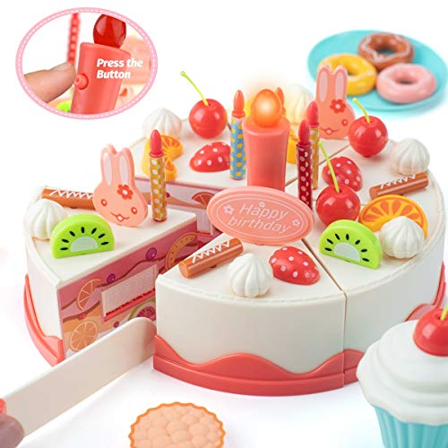 83 PCS Cutting and Decorating Birthday Cake Pretend Toys